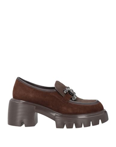 Jeannot Woman Loafers Chocolate Brown Size 6 Leather In Brown