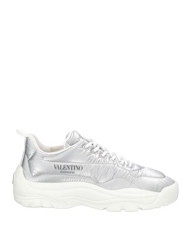 Valentino Garavani Man Sneakers Silver Size 9 Textile Fibers In Silver