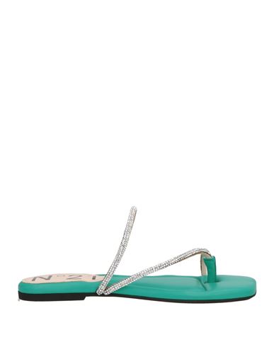 N°21 Woman Thong Sandal Emerald Green Size 7 Leather, Synthetisches Material In Green