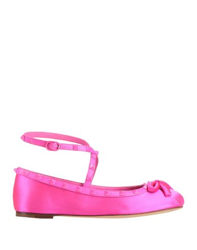 Valentino Garavani Woman Ballet Flats Fuchsia Size 11 Textile Fibers, Leather In Pink