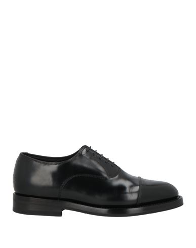 Santoni Man Lace-up Shoes Black Size 6 Leather In Black
