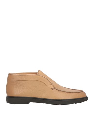 Santoni Man Loafers Beige Size 9 Leather In Brown