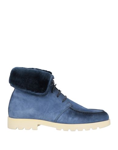 Santoni Man Ankle Boots Light Blue Size 8.5 Leather In Blue