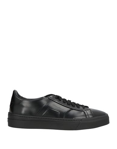 Santoni Double Buckle Sneaker Man Sneakers Black Size 7.5 Leather In Black