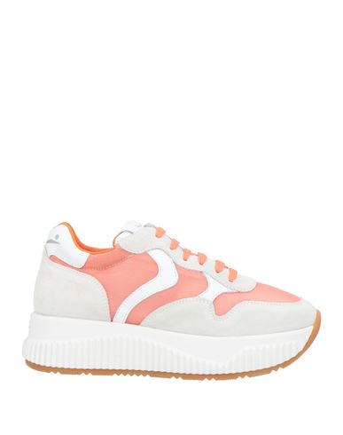 Voile Blanche Woman Sneakers Coral Size 5 Leather, Textile Fibers In White