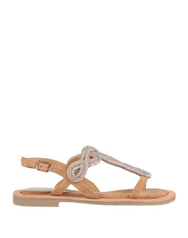 Cafènoir Woman Sandals Camel Size 6 Leather, Textile Fibers