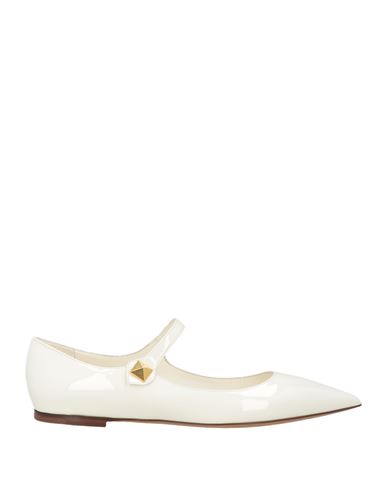 Valentino Garavani Woman Ballet Flats Cream Size 10 Leather In White