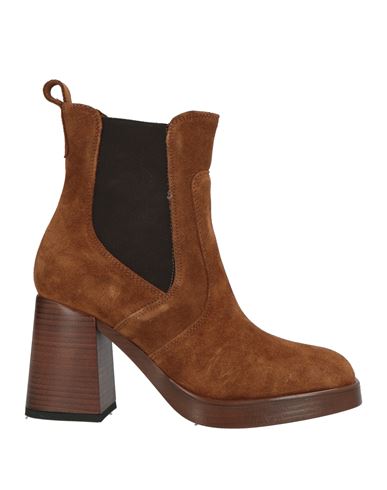 Fabbrica Dei Colli Woman Ankle Boots Camel Size 6 Leather In Brown