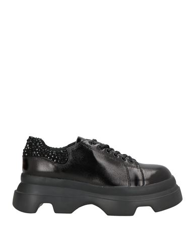 Jeannot Woman Lace-up Shoes Black Size 8 Leather In Black