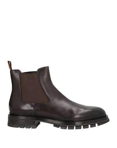 Santoni Man Ankle Boots Dark Brown Size 6 Leather In Brown