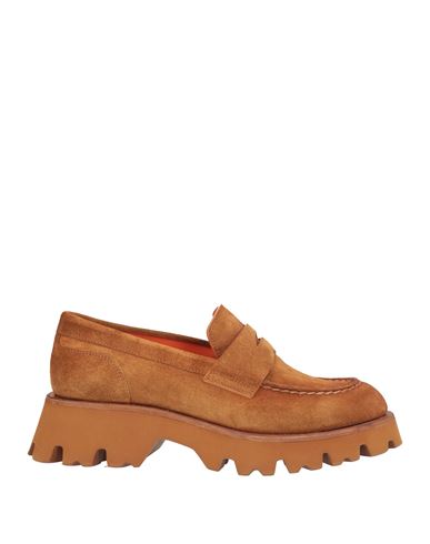 Santoni Woman Loafers Tan Size 5 Leather In Brown