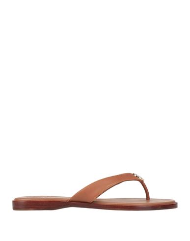 Tory Burch Woman Thong Sandal Brown Size 7 Calfskin In Brown
