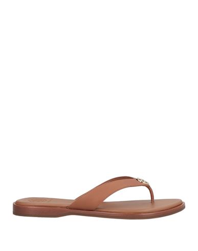 Tory Burch Woman Thong Sandal Brown Size 7 Calfskin In Brown