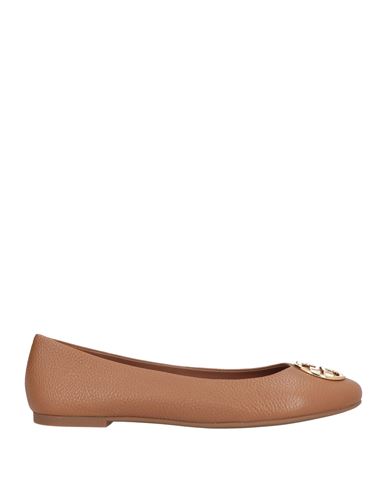 Tory Burch Woman Ballet Flats Camel Size 10 Leather In Neutral