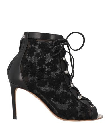 Giambattista Valli Woman Ankle Boots Black Size 8 Textile Fibers, Leather In Black