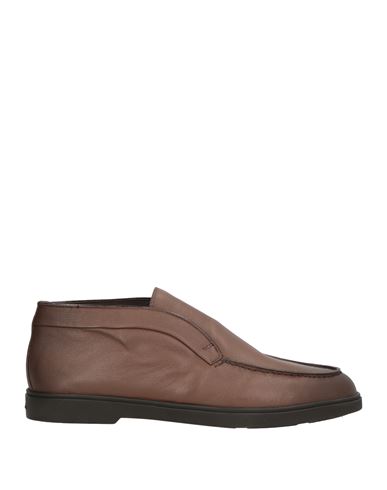 Santoni Man Loafers Brown Size 8.5 Leather In Brown
