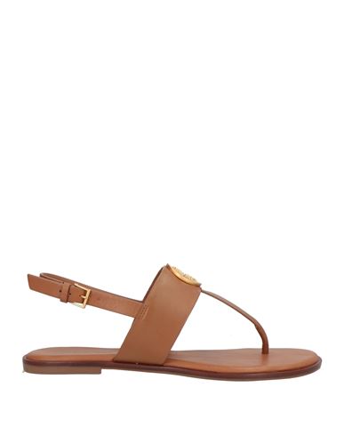Tory Burch Woman Thong Sandal Brown Size 8 Calfskin In Brown