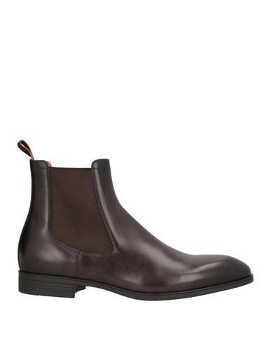 Santoni Man Ankle Boots Dark Brown Size 13 Leather In Brown