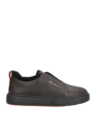 Santoni Man Sneakers Dark Brown Size 8.5 Leather In Brown