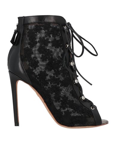 Giambattista Valli Woman Ankle Boots Black Size 8 Leather, Textile Fibers In Black