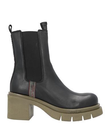 Replay Woman Ankle Boots Black Size 7 Leather In Black