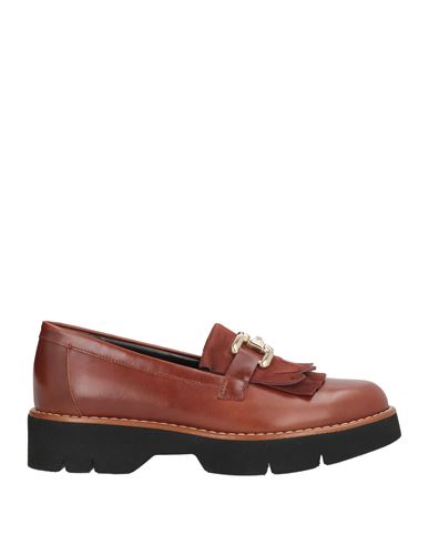 Pavin Woman Loafers Tan Size 7.5 Leather, Textile Fibers In Brown