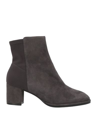 Stuart Weitzman Woman Ankle Boots Charcoal Size 5 Leather, Textile Fibers In Gray
