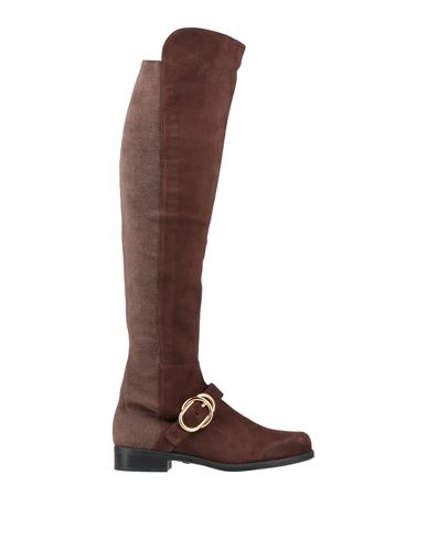 Stuart Weitzman Woman Boot Dark Brown Size 4.5 Leather, Textile Fibers In Brown
