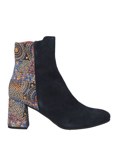 Villamori Woman Ankle Boots Midnight Blue Size 6 Leather, Textile Fibers In Blue