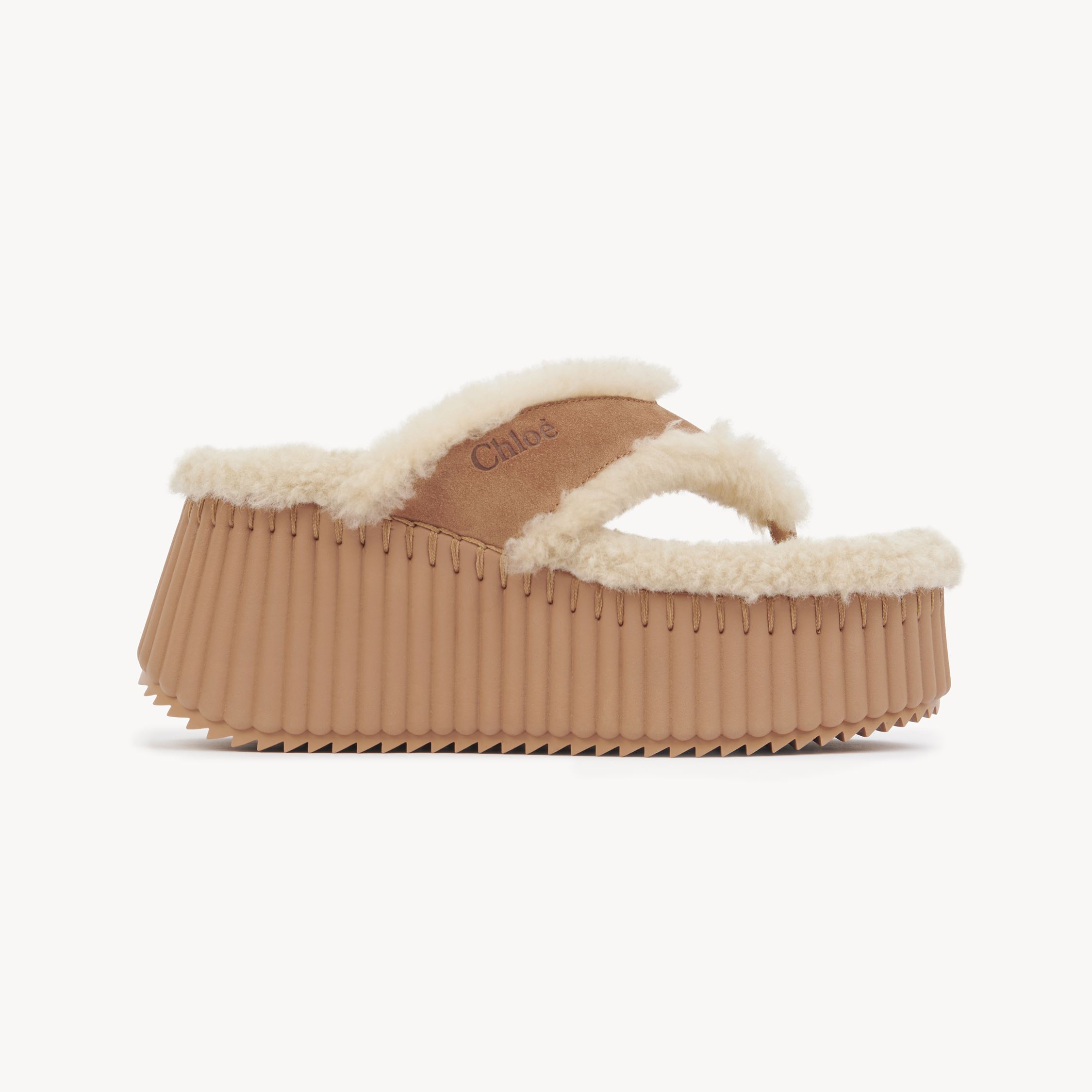 Chloé Nama Wedge Sandal Brown Size 6 100% Lambskin In Brown