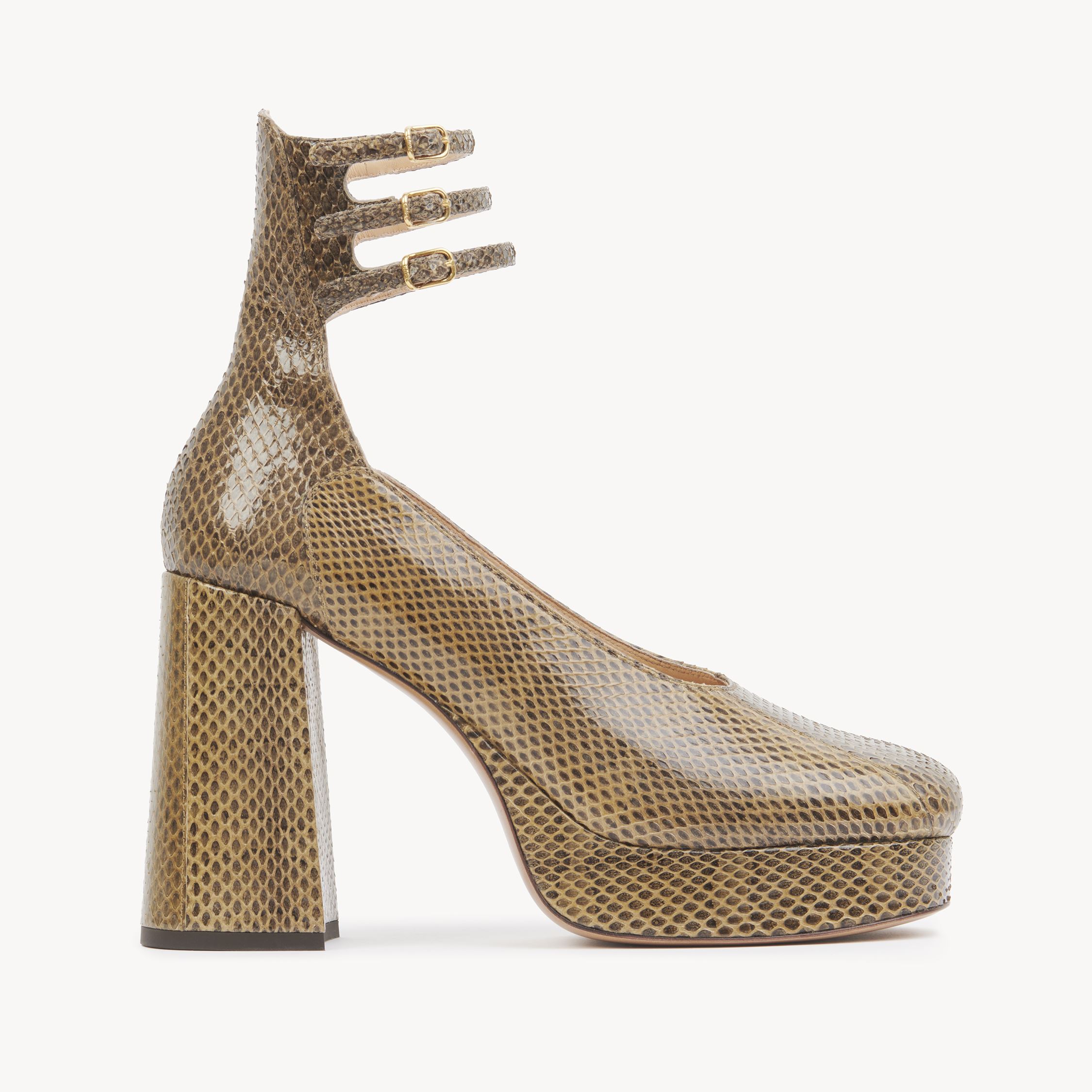Chloé Loti Platform Pump Brown Size 9 100% Lambskin In Brown