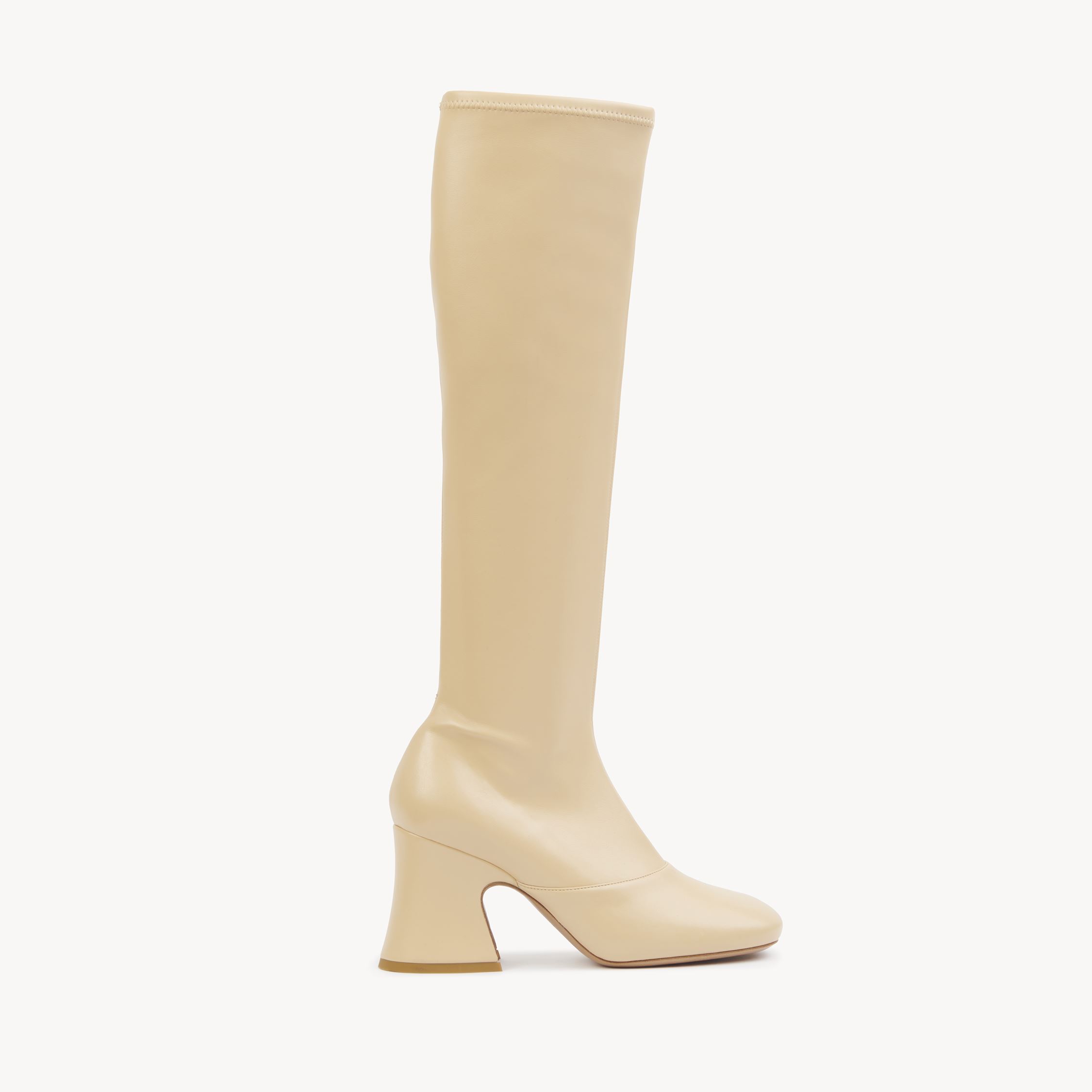 Chloé Janis Heeled Boot Beige Size 7 100% Lambskin In Neutral