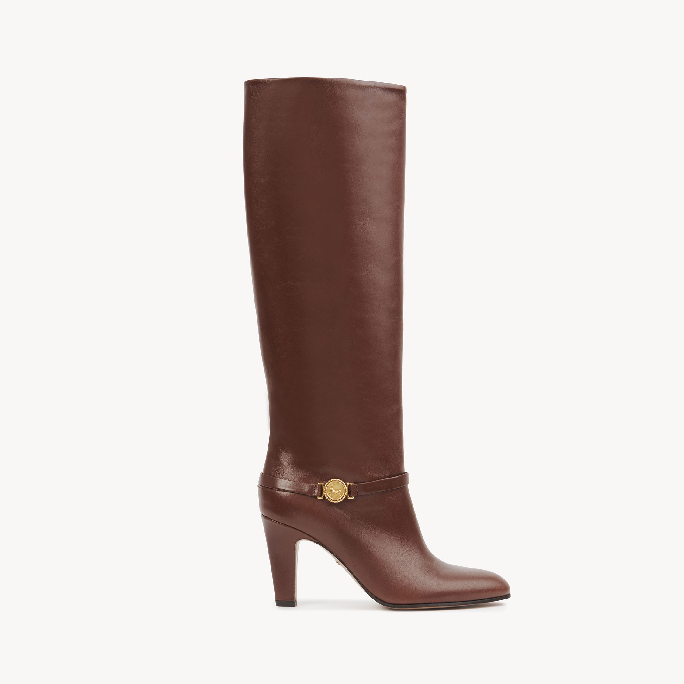 Chloé Eve Heeled Boot Brown Size 8 100% Lambskin In Brown