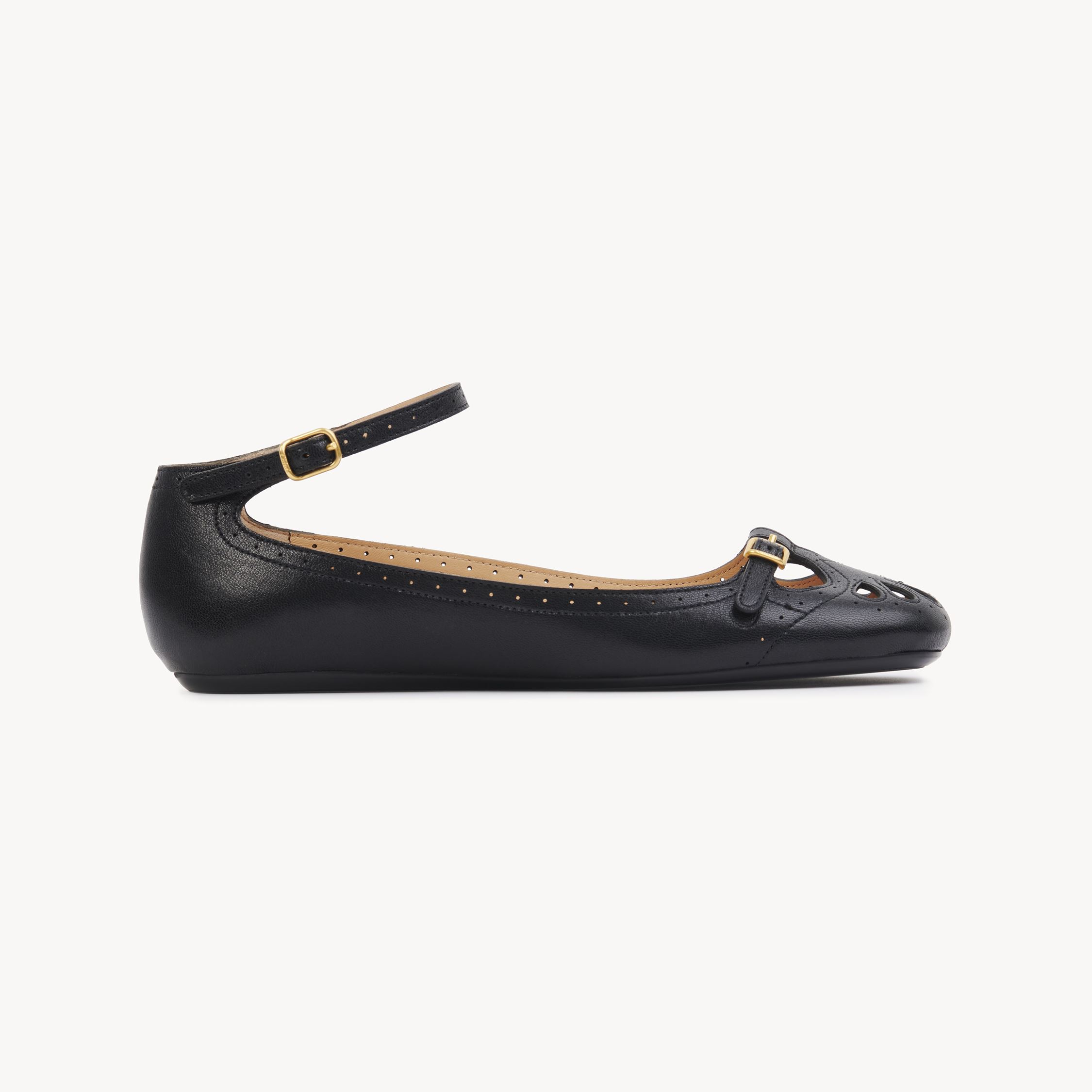 Chloé Chloe Misty Cut-out Leather Ballet Flats In Black