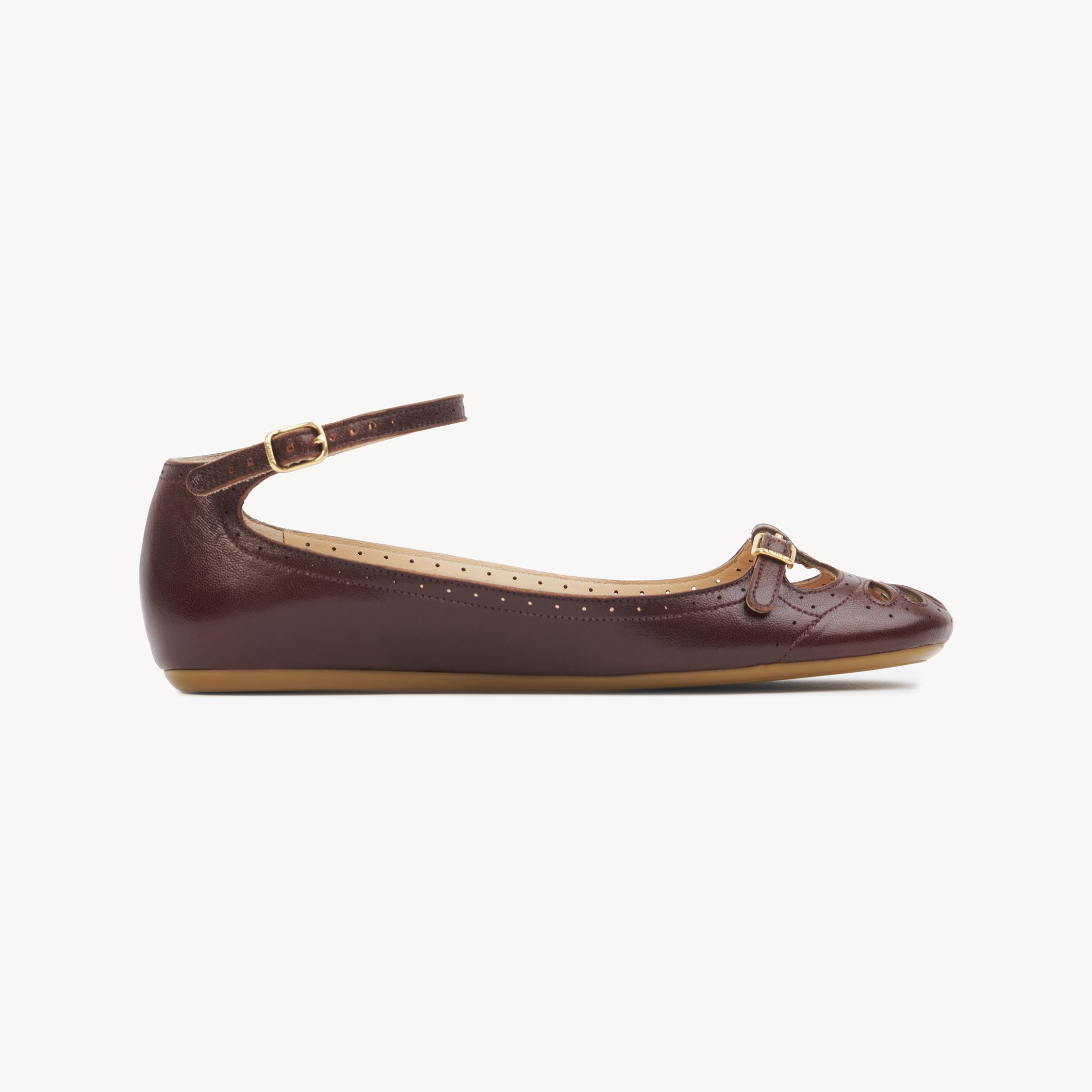 Chloé Ankle-strap Perforated Ballet Flats In Purple