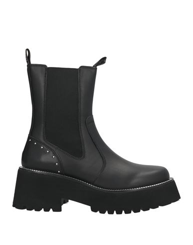 Liu •jo Woman Ankle Boots Black Size 8 Leather, Synthetisches Material, Elastic Fibres In Black