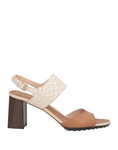 Tod's Woman Sandals Camel Size 8 Leather