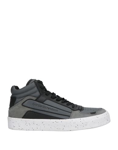 Ea7 Man Sneakers Grey Size 9 Leather, Synthetisches Material In Gray