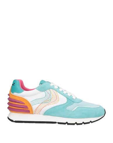 Voile Blanche Woman Sneakers Turquoise Size 7 Leather, Textile Fibers In Blue