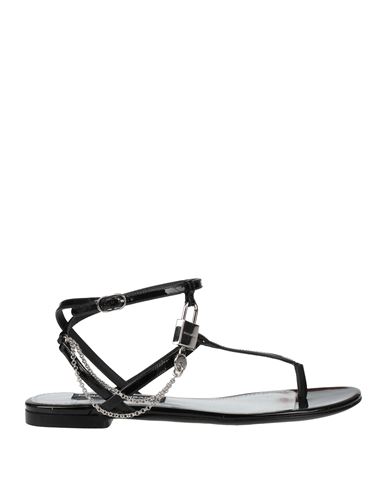 Dolce & Gabbana Woman Thong Sandal Black Size 7.5 Calfskin In Black