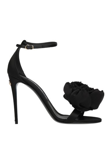 Dolce & Gabbana Satin Sandals With Floreal Application In Black