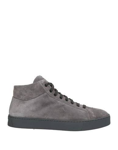 Santoni Man Sneakers Grey Size 12 Leather In Gray