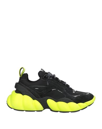 Mcm Women's Black Luft Collection Suede Neon Green Trim Sneaker Mes9amm66bk (38 Eu / 8 Us) In Black