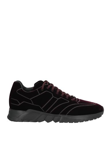 Giorgio Armani Man Sneakers Plum Size 11 Viscose, Cupro, Calfskin In Purple