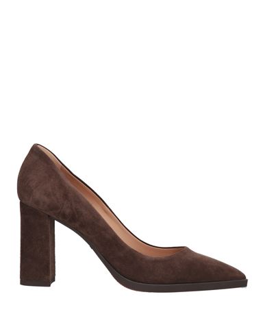 Santoni Woman Pumps Chocolate Brown Size 6 Leather In Brown