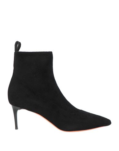 Santoni Woman Ankle Boots Black Size 7.5 Textile Fibers, Leather In Black