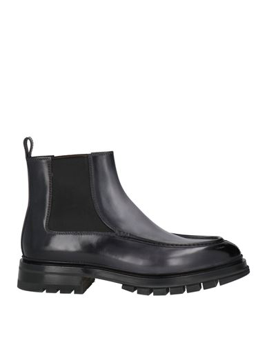 Santoni Goodyear Man Ankle Boots Charcoal Size 7.5 Leather In Black
