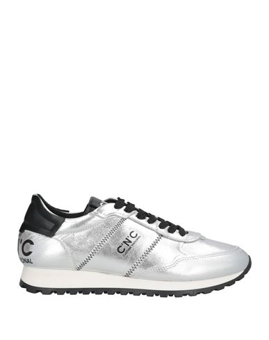 C'n'c' Costume National Woman Sneakers Silver Size 8 Leather, Textile Fibers In Silver