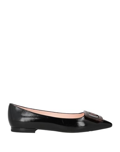 Roger Vivier 5mm Gommettine Piping Leather Ballerinas In Black