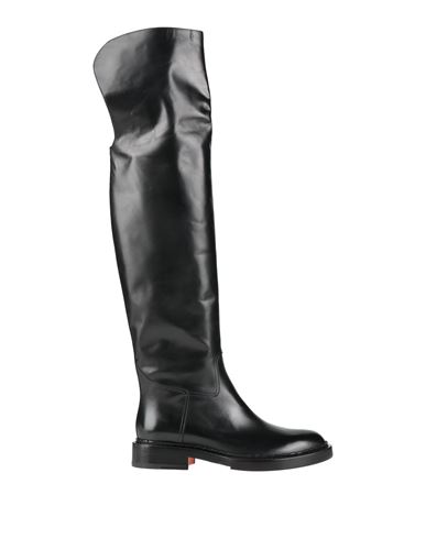 Santoni Woman Boot Black Size 7.5 Leather In Black